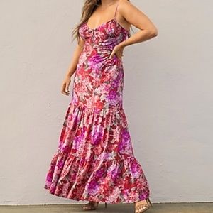 Express floral front tie maxi dress